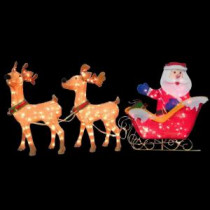34 in. Santa and Reindeer with Clear Lights