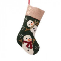 19.3 in. Polyester/Acrylic Hooked Christmas Stocking with Snowmen Image