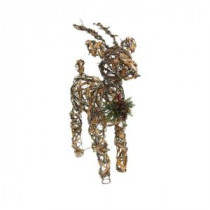 23 in. Rattan and Berry Reindeer Decor with 10 LED Lights