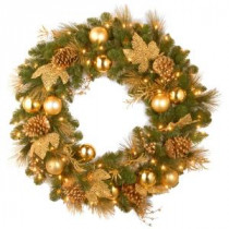 Decorative Collection Elegance 36 in. Artificial Wreath with Clear Lights