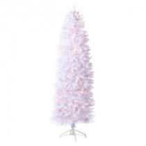 8 ft. Indoor Pre-Lit Kingswood White Fir Hinged Pencil Artificial Christmas Tree