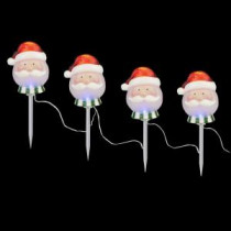 18 in. Smiling Santa Pathway Markers with Color Changing LED Illumination