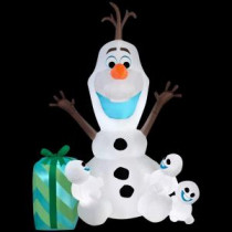 49.21 in. D x 40.95 in. W x 72.05 in. H Inflatable Olaf with Snowgies Scene