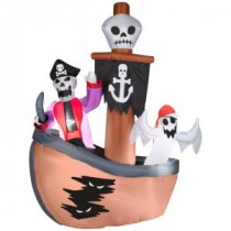 6 ft. H Inflatable Skeleton with Ghost Pirates Ship Scene