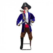 72 in. Skeleton Pirate with Talking Zombie Parrot