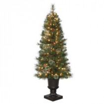 4.5 ft. Alexander Pine Potted Artificial Christmas Tree with Pinecones and 150 Clear Lights