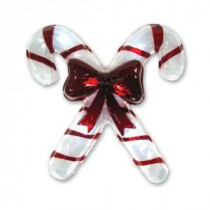 13.75 in. Battery-Operated Pure White Twinkling LED Candy Cane Icy Window Decor