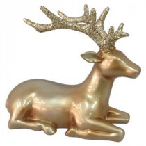 9 in. Winter&#39,s Wonder Gold Sitting Reindeer