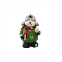 16 in. Snowman Holding Snowball Statue with 5 Color Changing LED&#39,s