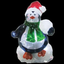 25 in. Battery Operated Icy Pure White Twinkling LED Penguin Lawn Silhouette