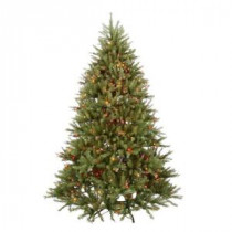 7.5 ft. Pre-Lit Dunhill Fir Hinged Artificial Christmas Tree with Multi-Color Lights