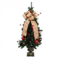 4 ft. Battery Operated Holiday Burlap Potted Artificial Christmas Tree with 50 Clear LED Lights