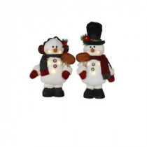 Santa's Workshop 16 in. Snowman with Sign, 2 Assorted with LED Lights-2434 206516709