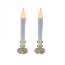 Christmas 9 in. Flickering LED White Candolier with Timer (2-Pack)
