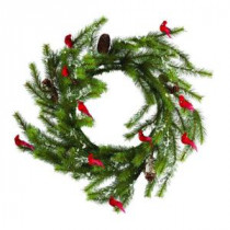 24 in. Pre-Decorated Cardinal Pine Artificial Christmas Wreath