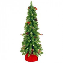 National Tree Company 2.5 ft. Downswept Forestree Artificial Christmas Tree with Cones, Red Berries in Red Cloth Bag and Clear Lights-FTD1-30BRDLO-1 207183168