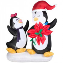59.06 in. W x 37.40 in. D x 72.05 in. H Animated Inflatable Penguin with Flower