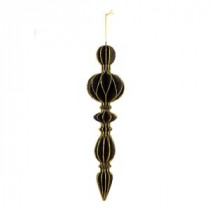 Baroque Collection 24 in. Black and Gold Fiber Finial Ornament (2-Pack)