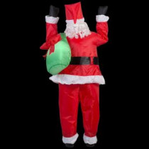 35.83 in. W x 30.71 in. D x 77.95 in. H Realistic Inflatable-Santa Hanging From Roof with Gift Sack