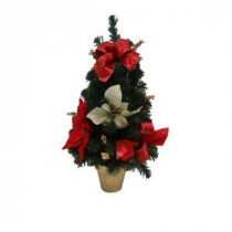 24 in. Unlit Artificial Red Poinsettia Tree