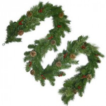 9 ft. Unlit Cashmere Artificial Garland with Pinecones and Red Berries