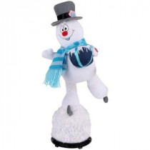 16.14 in. Ice Skating Animated Plush Frosty in Ice Skates Icy Blues