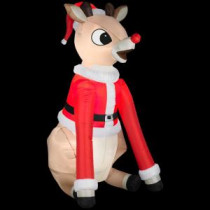 37 in. W x 42 in. D x 66 in. H Inflatable Rudolph in Santa Suit