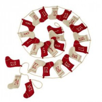 6.25 ft. Red and Natural Felted Stockings Advent Calendar Garland