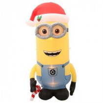 8 ft. H Inflatable Minion Kevin with Candy Cane