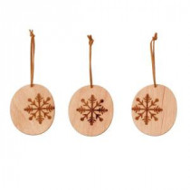 Lodge Collection 3 in. Wood Disk with Snowflake Ornament (24-Pack)