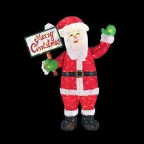 60 in. LED Lighted Tinsel Santa with Merry Christmas Sign