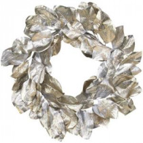 Southern Manor Collection 24 in. Platinum Magnolia Leaf Artificial Christmas Wreath