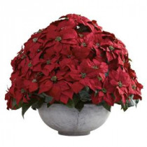 Holiday 34 in. W x 34 in. D x 29.75 in. H Giant Poinsettia Arrangement with Decorative Planter