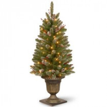 4 ft. Glittery Mountain Spruce Entrance Artificial Christmas Tree with Clear Lights