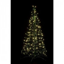 5 ft. Pre-Lit LED Fold Flat Outdoor/Indoor Artificial Christmas Tree with 210 Warm White Lights