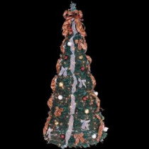 6 ft. Indoor Pre-Lit Pop-Up Artificial Christmas Tree with Clear Lights and Ornaments