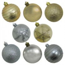 60mm Shatterproof Ornament Silver/Gold PVC Tube (50-Count)