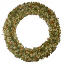 84 in. Wintry Pine Artificial Wreath with 600 Clear Lights