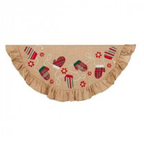 48 in. Tan and Red Applique and Embroidery Christmas Tree Skirt