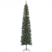9 ft. Pre-Lit Narrow Pencil Fir Artificial Christmas Tree with Clear Lights