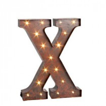 12 in. H "X" Rustic Brown Metal LED Lighted Letter