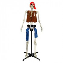 63 in. Poseable Skeleton Pirate with Adjustable Stand