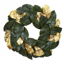 22 in. Golden Leaf Magnolia Artificial Wreath