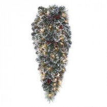 32 in. Frosted Pine Artificial Teardrop with 50 Clear Lights