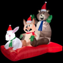 43 in. W x 72 in. D x 72 in. H Animated Inflatable Woodland Sled Scene