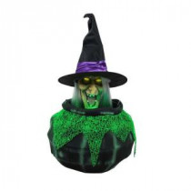 23.9 in. Animated Cauldron Witch with Fog Hose