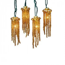 10-Light Gold Beaded Indoor Icicle Light Set