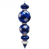 44 in. Blue and Silver Shatterproof Finial with Snowflakes