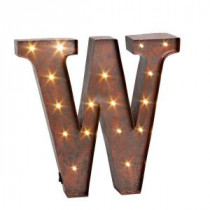 12 in. H "W" Rustic Brown Metal LED Lighted Letter