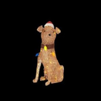 29.25 in. LED Lighted PVC Gold Grapevine Sitting Dog with Light Bulbs